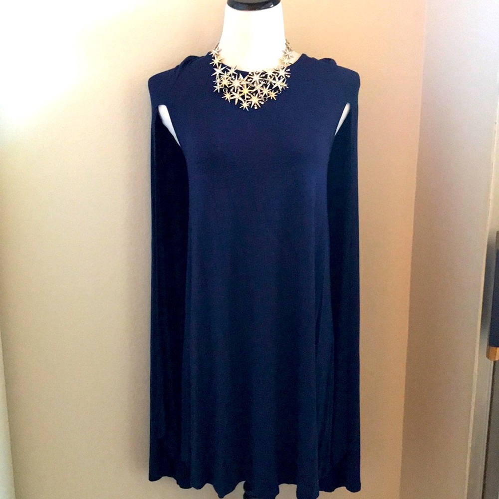 NWT Navy cape sheath dress